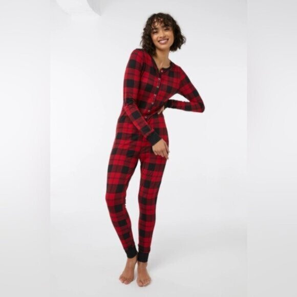 Roots Thermal Waffle Onesie Buffalo Plaid - Picture 1 of 10